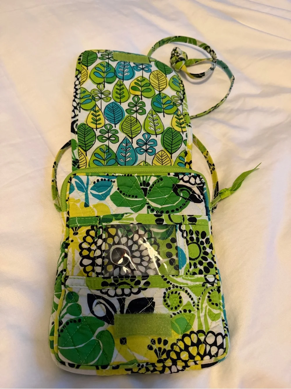 Vera Bradley Lime Green Blue Floral Quilted Crossbody